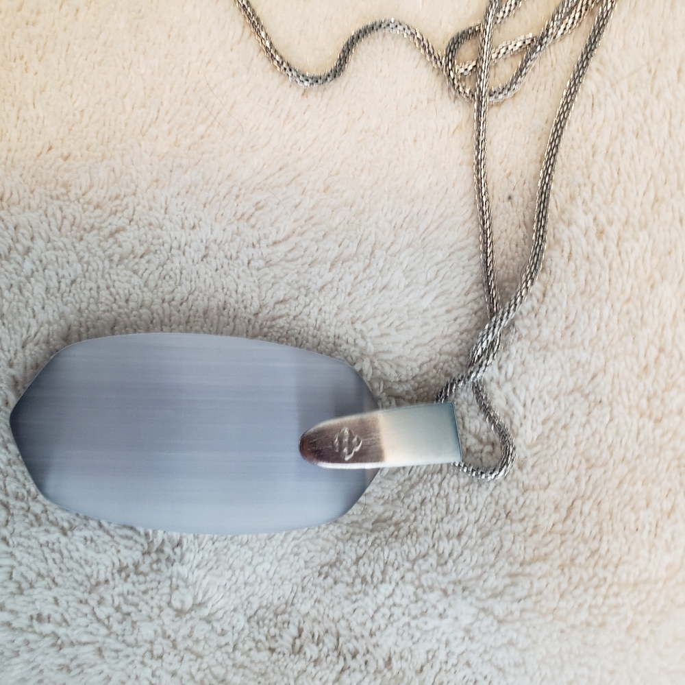 KS Inez Gold Long Pendant in Slate Cat’s Eye. Brand new. Never worn.
